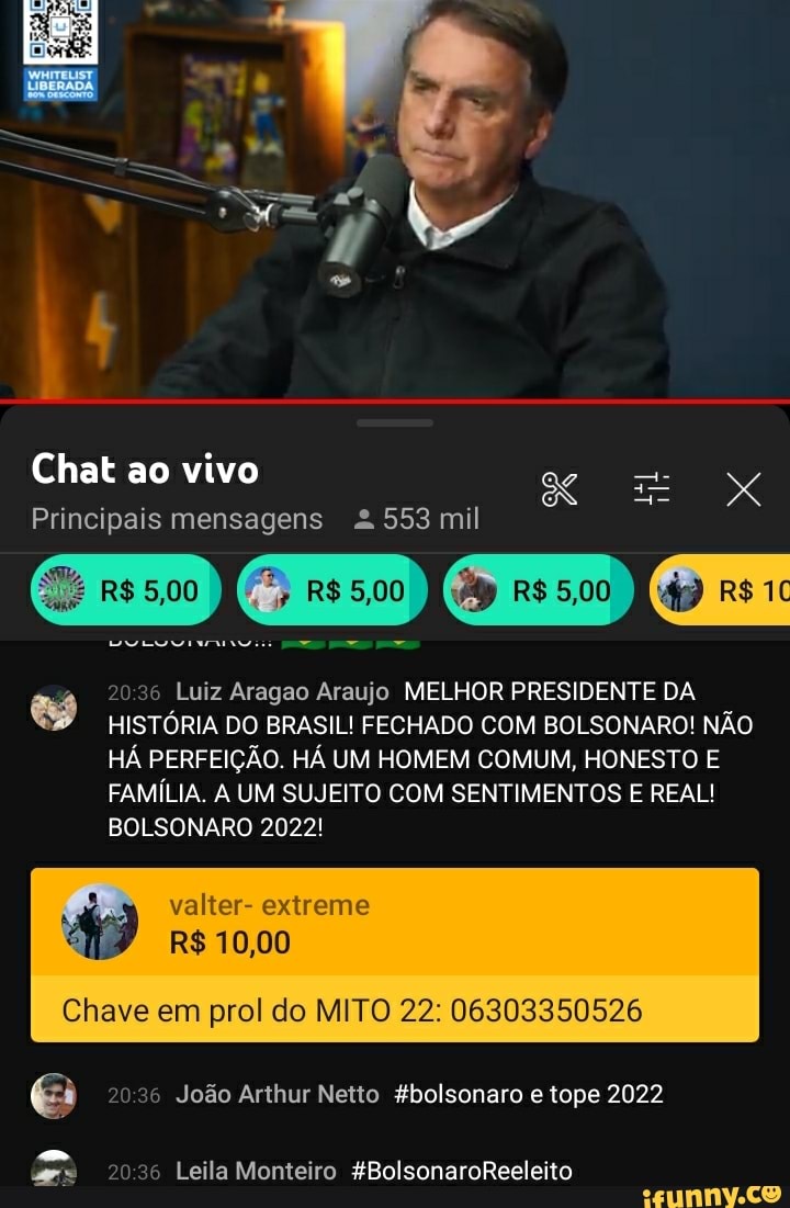 Chat Ao Vivo Principais Mensagens Mil R R Luiz Aragao